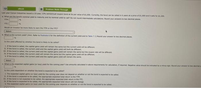  eBook Problem Walk Through Last year Carson Industries and a 10-year