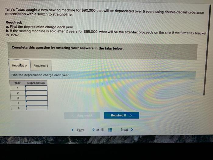  neeeed help Talia's Tutus bought a new sewing machine for $90,000
