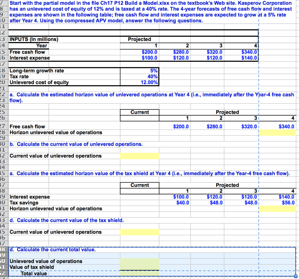 7 Start with the partial model in the file Ch17 P12