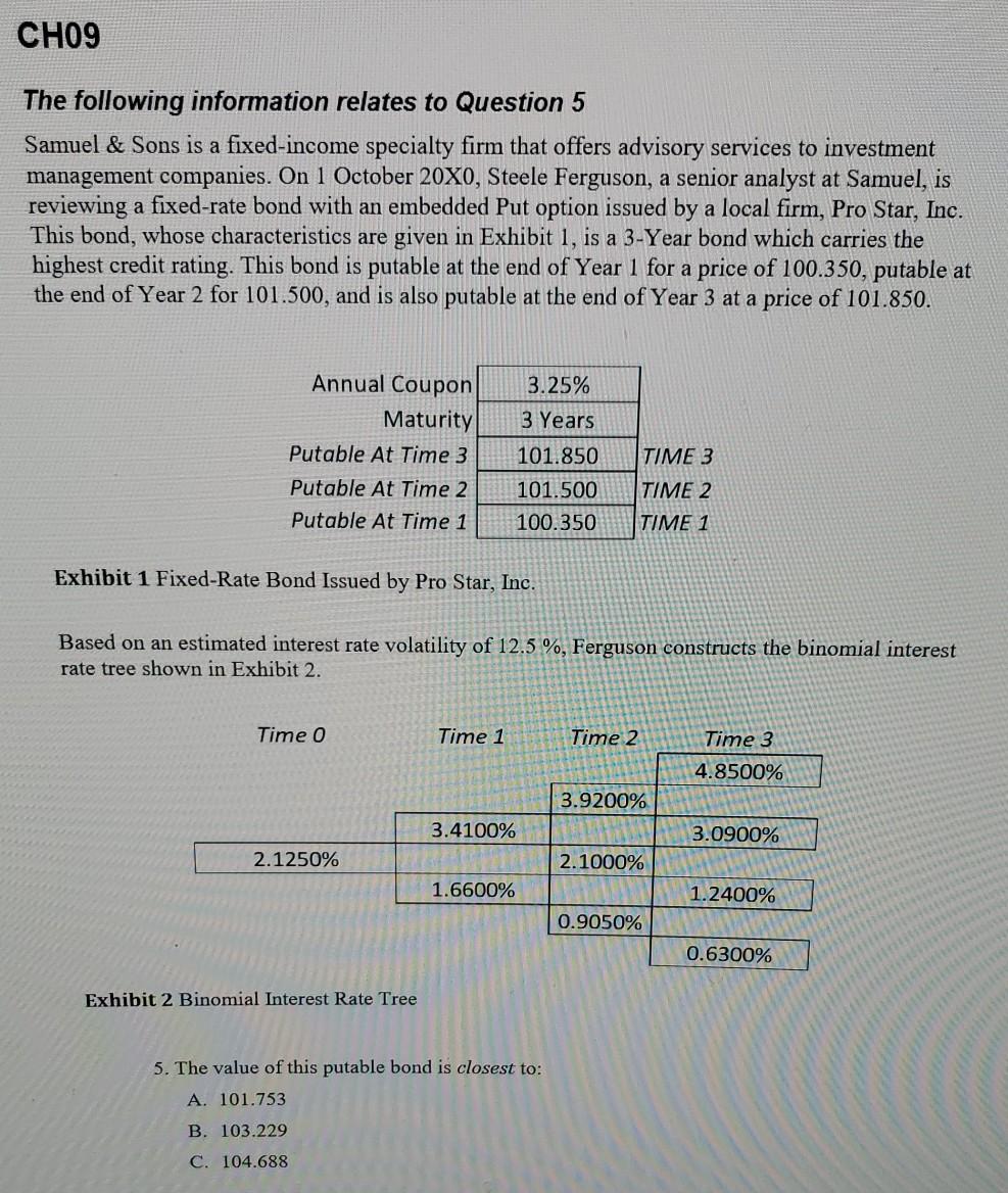 Maturity 3 Years Putable At Time 3 101.850 TIME 3 Putable At
