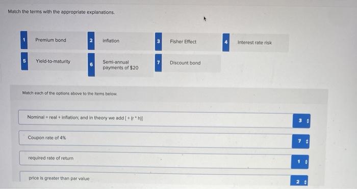  Match the terms with the appropriate explanations Premium bond 2 Inflation