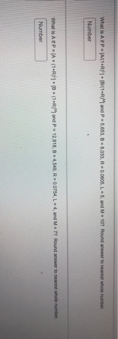  what is A if P-|A/(1 +RY] + [B/(1 + Rand P