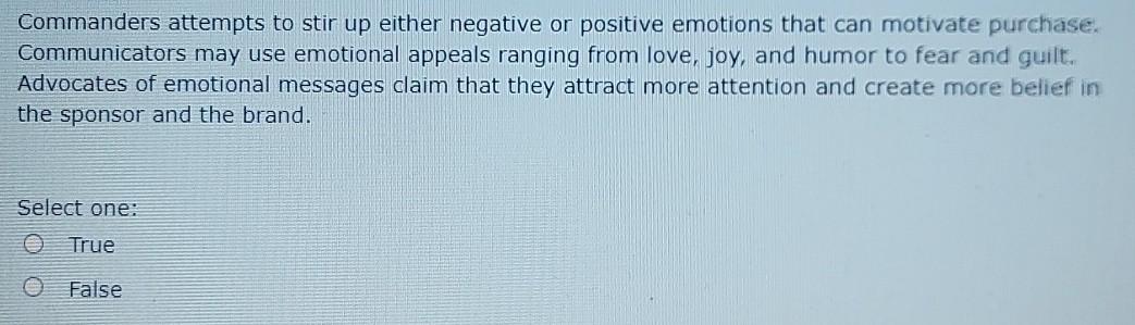  Commanders attempts to stir up either negative or positive emotions that