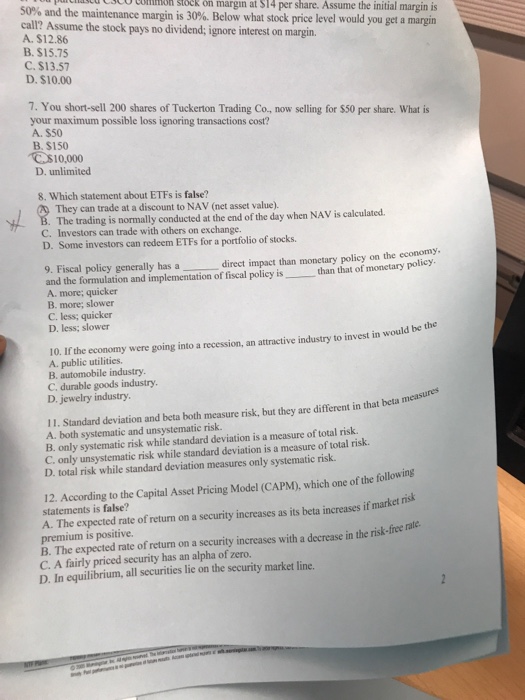  Please select the correct multiple choice for each question. Thank you
