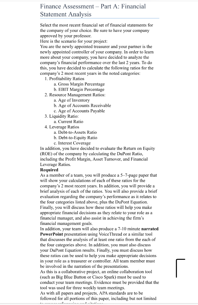 set of financial statements for the company of your choice. Be sure