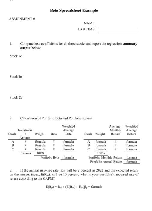 \\ \hline 41 & \\ \hline 42 & Stock A's Beta \\