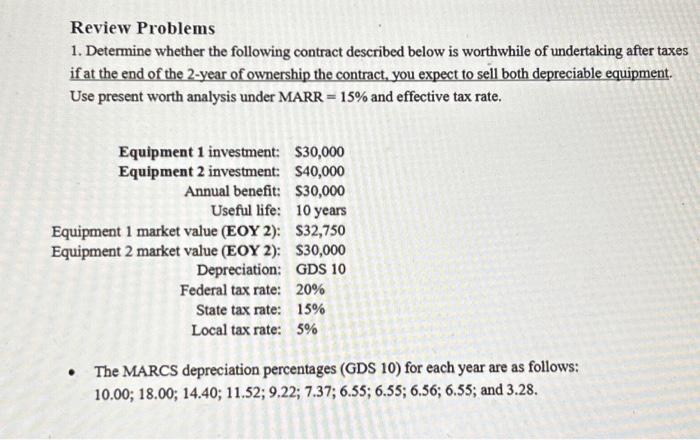  Please help, and show work(not in Excel) Review Problems 1. Determine