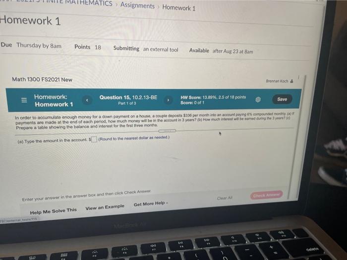 a house, a couple deposits 5336 per month into an accounts.com at