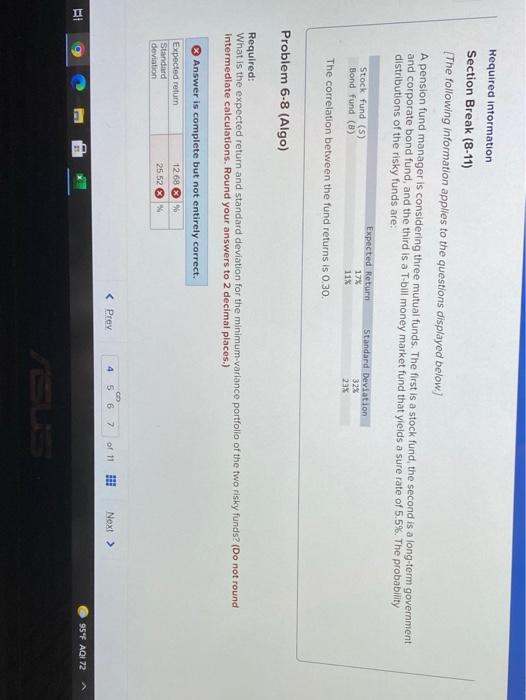 Please solve this Required information Section Break (8-11) The following Information applies