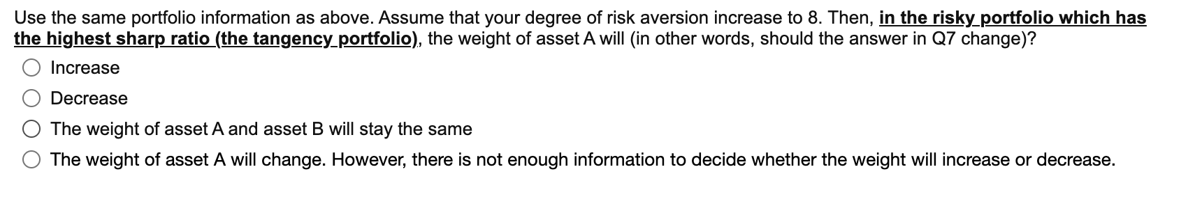 17% 25% The correlation coefficient between Asset A and Asset B is