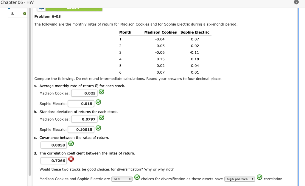  Chapter 06 - HW 5. Problem 6-03 The following are the