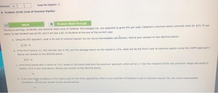  Anempt Keep the Highest / 4 8. Problem 10.05 (Cost of