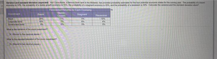 standard deviation (expected Hull Consultants a famous think tank in the Midwest
