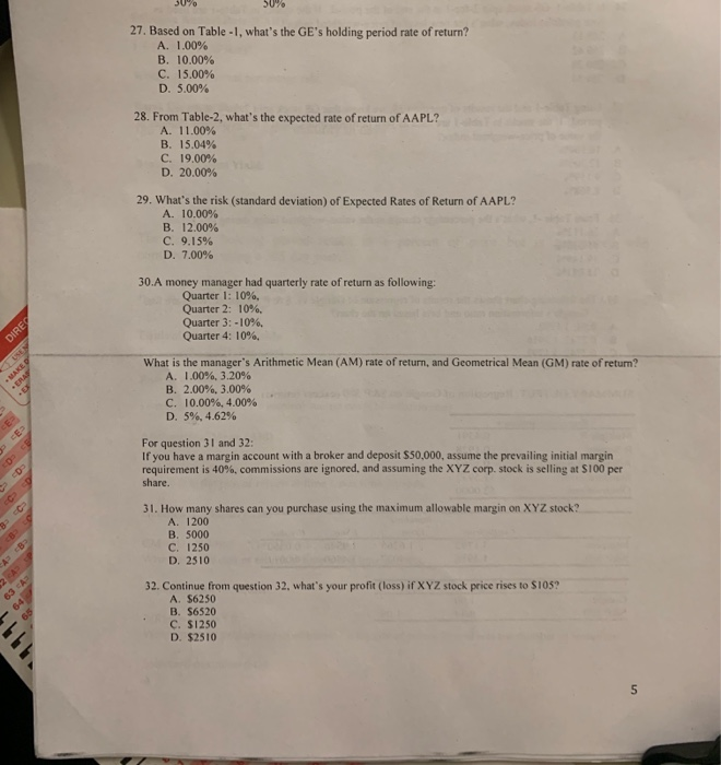  30% 50% 27. Based on Table - I, what's the GE's