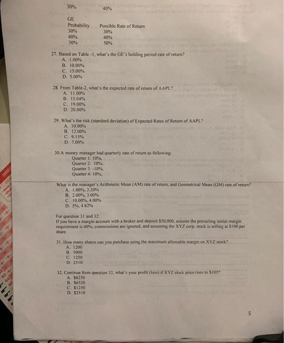 holding period rate of return? A. 1.00% B. 10.00% C. 15.00% D.