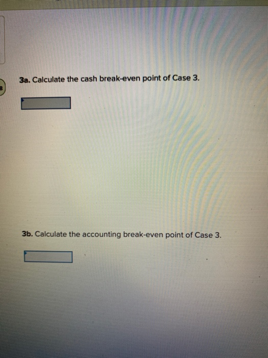 1238 17,000 1,000 Ignore any tax effects in calculating the cash break-even.