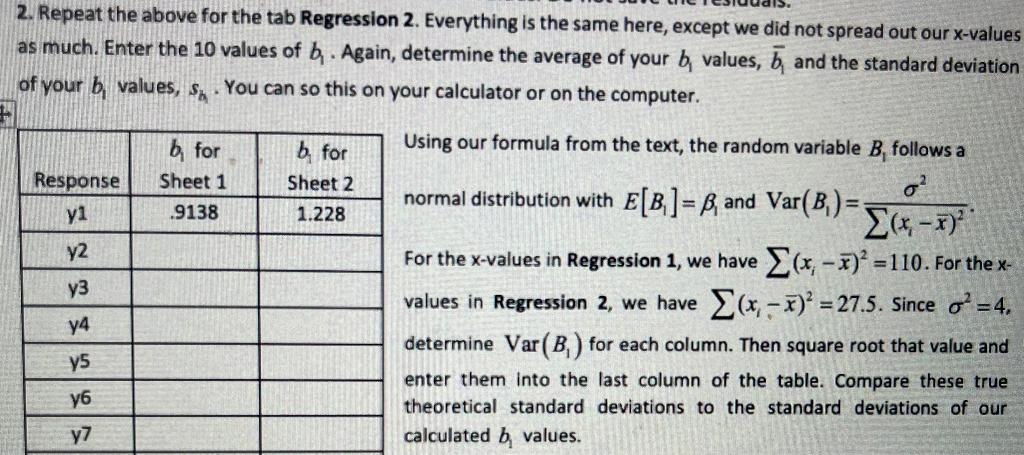 2. Repeat the above for the tab Regression 2. Everything is