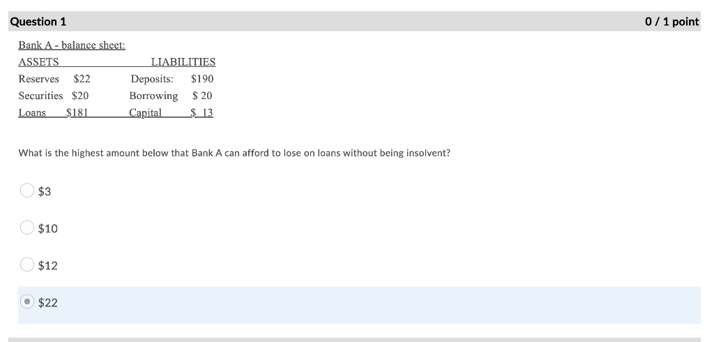 Please Answer Soon Need help Question 1 0/1 point Bank A -