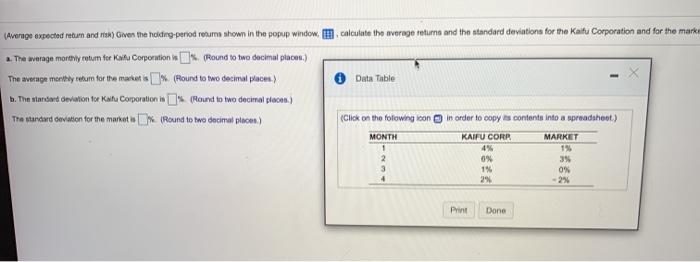  (Average expected return and s) Given the holding period returns shown