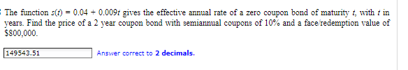  = The function (1) = 0.04 + 0.0091 gives the effective