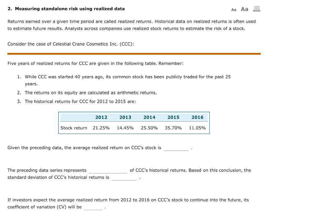 Please give equations used to solve for in excel. 2. Measuring standalone