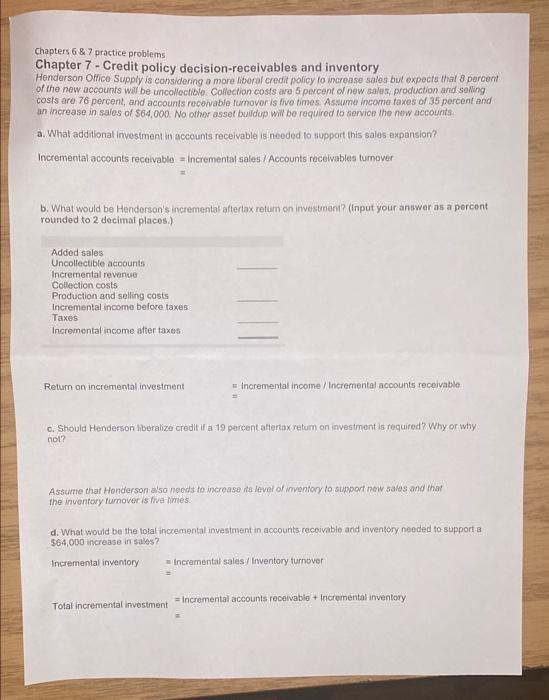 please answer the front & back of the worksheet & show all