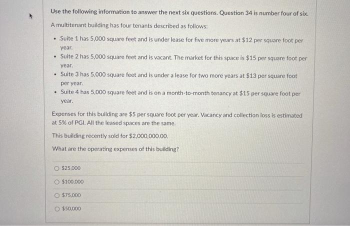  . . Use the following information to answer the next six