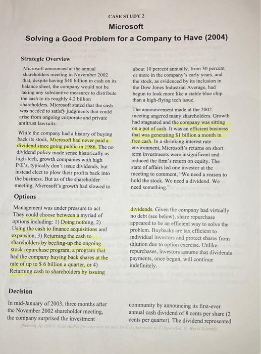 CASE STUDY 2 Microsoft Solving a Good Problem for a company