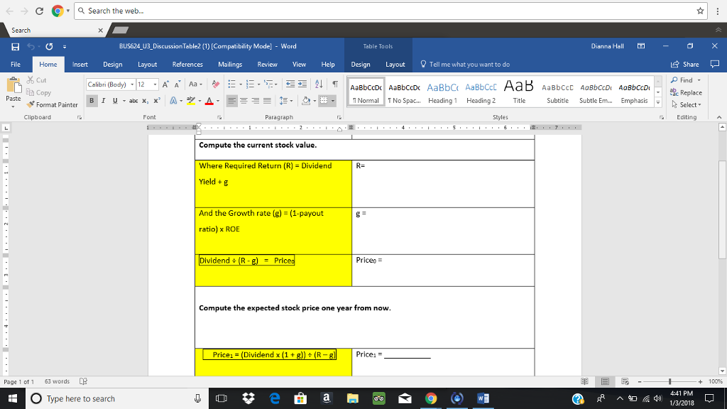 Please answer and show the work for the table below with the
