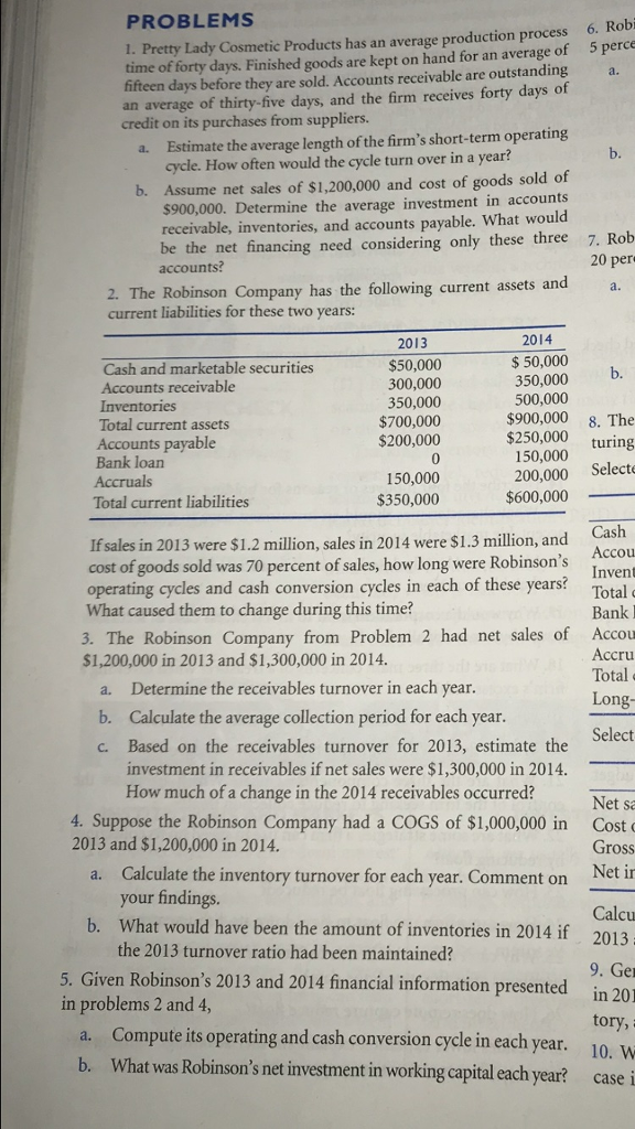 I'm looking for the answer to number 5. 5. Given Robinson's