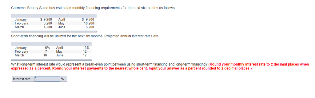 13 percent and long-term rates 5 percentage points lower than short-term rates.