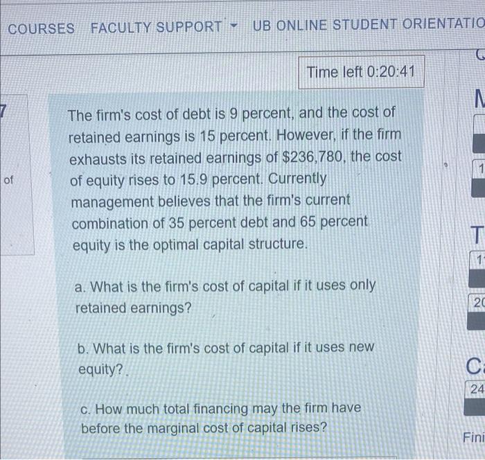  COURSES FACULTY SUPPORT UB ONLINE STUDENT ORIENTATIO Time left 0:20:41 M