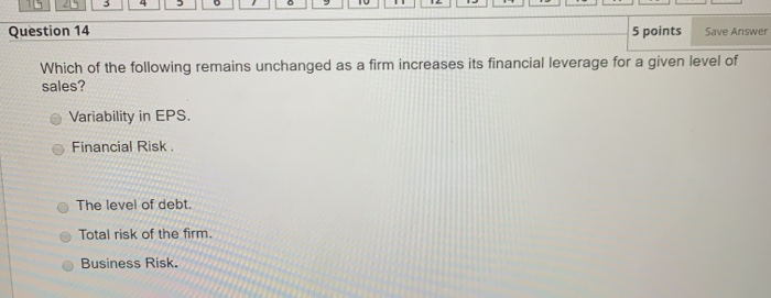 constant), its its expected return on equity increases and its total risk