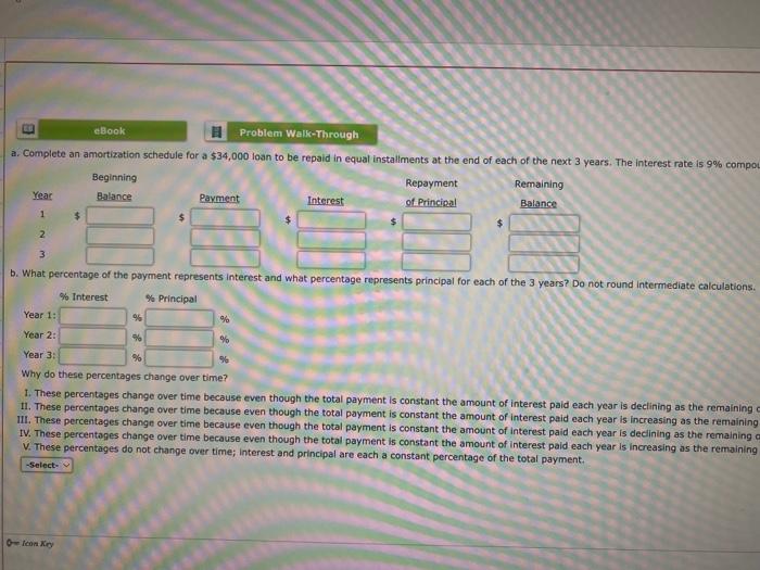  eBook Problem Walk-Through a. Complete an amortization schedule for a $34,000