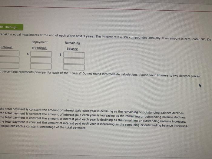 loan to be repaid in equal installments at the end of each
