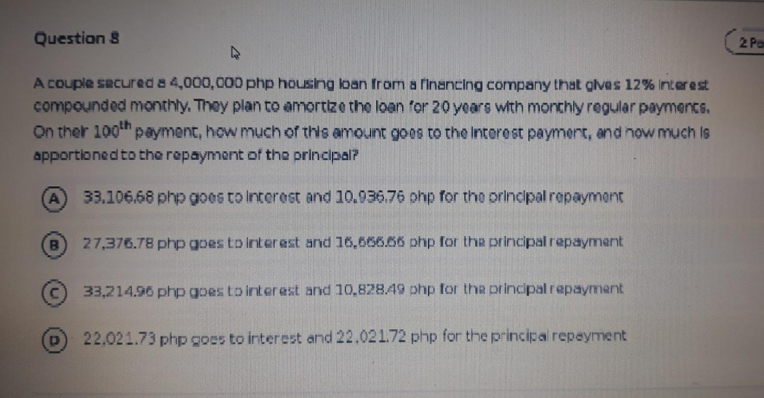  Answer with solution please. Question 8 2 Po A couple secured