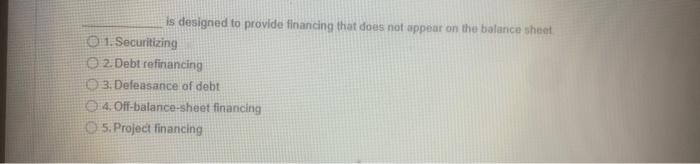  is designed to provide financing that does not appear on the