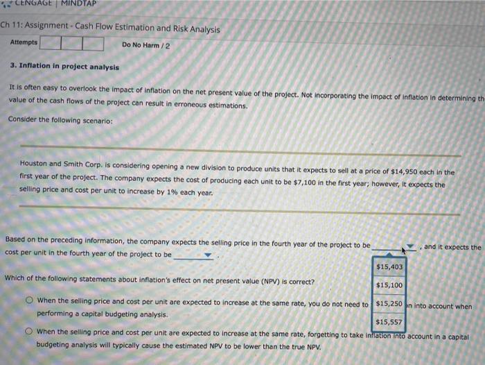  - CENGAGE MINDTAP Ch 11: Assignment - Cash Flow Estimation and