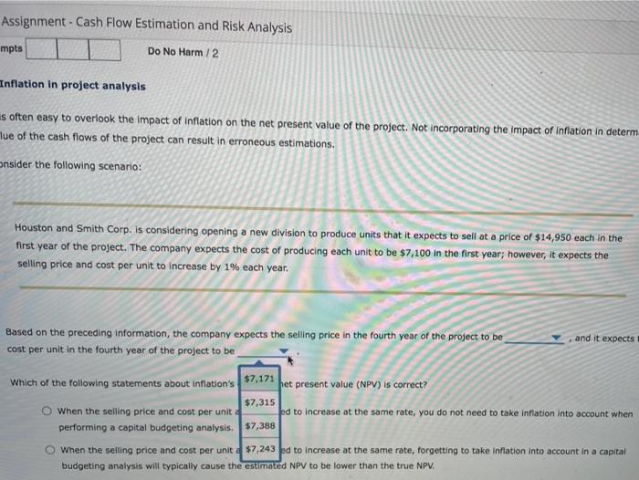 Risk Analysis Attempts Do No Harm / 2 3. Inflation in project