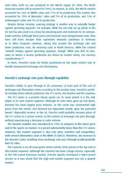 Porsche's concern about operating exposure arising from changes in the exchange rate