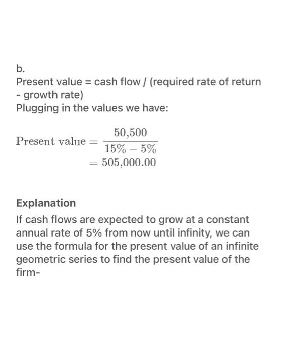 firm's value if cash flows are expected to grow at an annual