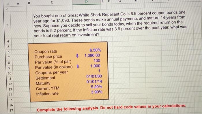please help with excel format! thank you! D B A B E