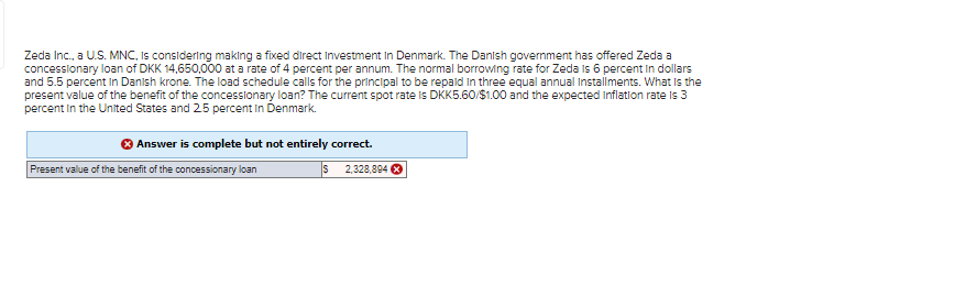 Zeda Inc. a U.S. MNC, is considering making a fixed direct