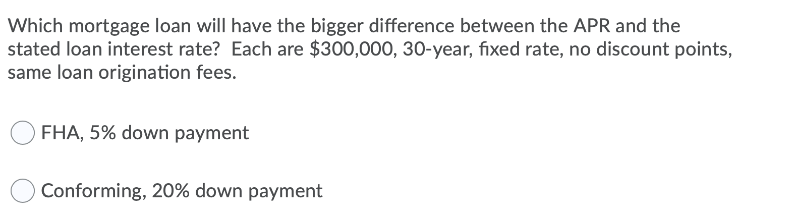  Which mortgage loan will have the bigger difference between the APR