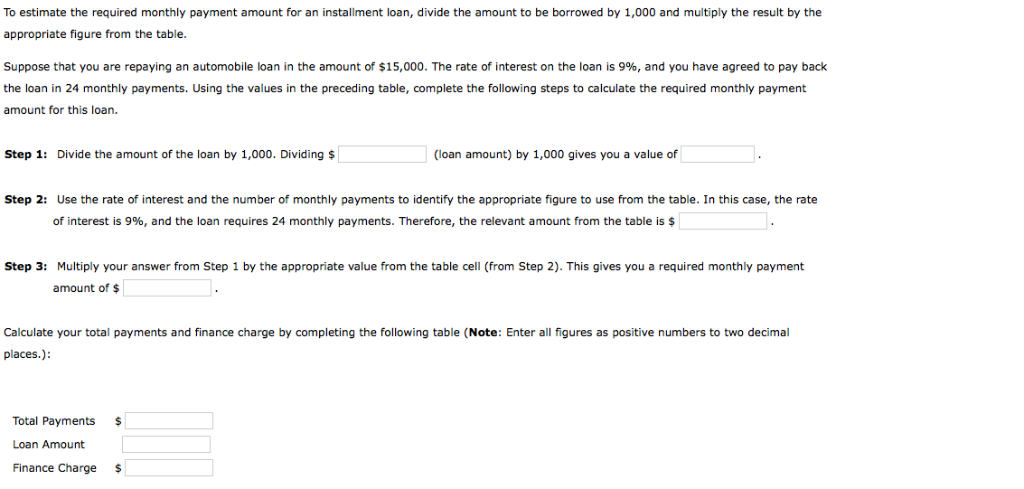 8. Calculating an installment loan payment using simple interest Calculating the Loan