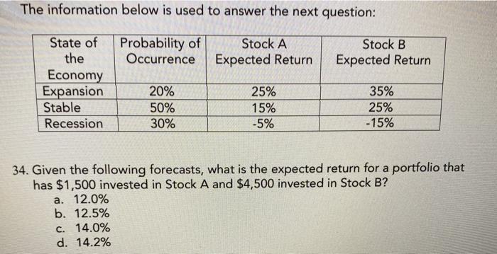  The information below is used to answer the next question: Probability