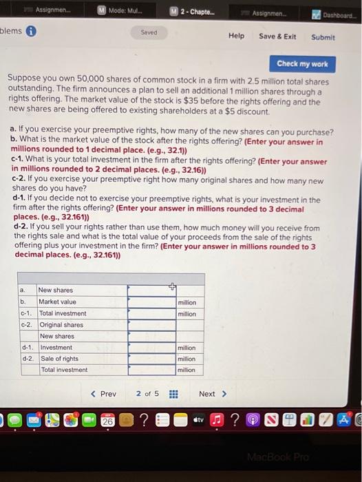  Assignmen.. Mode: Mul. 2 - Chapte.. Assignmen. Dashboard blems Saved Help