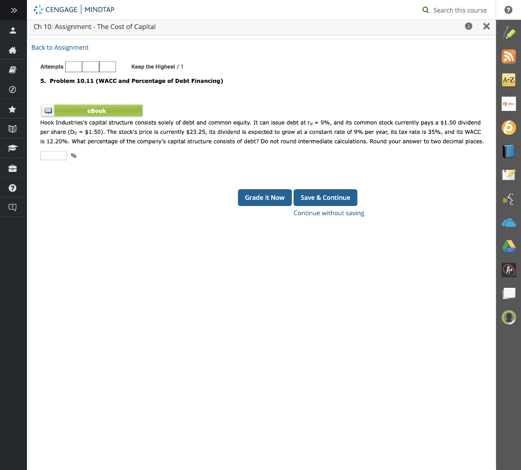 CENGAGE MINDTAP Q Search this course Ch 10: Assignment - The