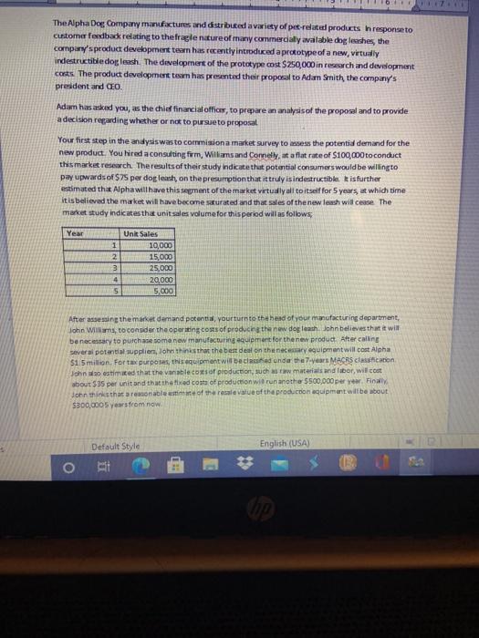  calculate the net present value for the dog leaf m leash