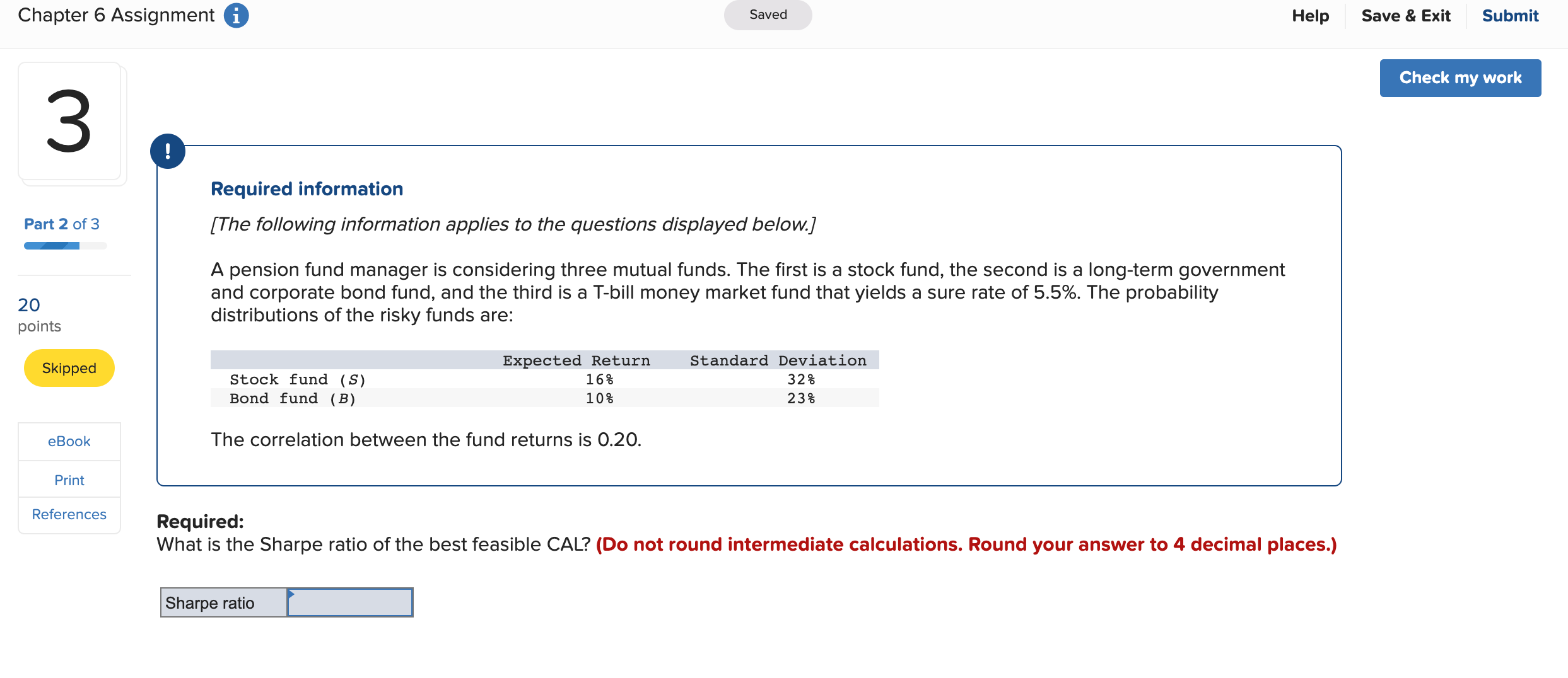  Chapter 6 Assignment i Saved Help Save & Exit Submit Check